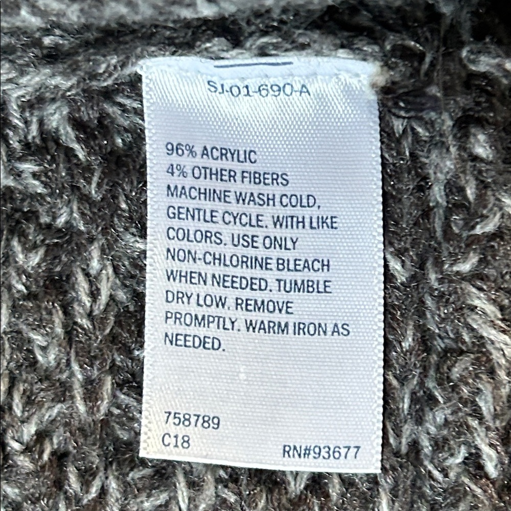 St John's Bay short sleeve open front cardigan sweater marled dark gray knit L - Picture 11 of 12